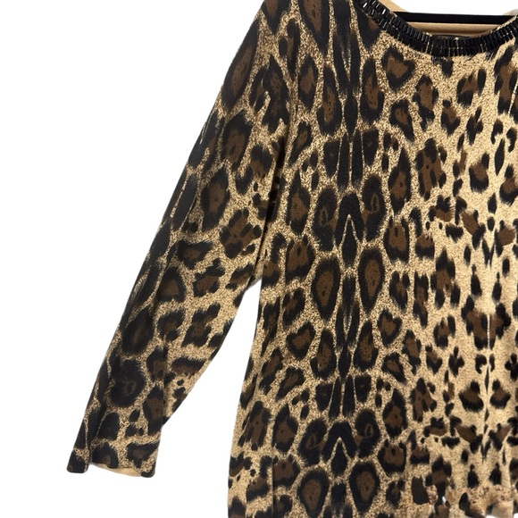 I.N.C. Leopard-Print Boat-Neck Sweater Beaded Neckline | Size 3X - Picture 4 of 6